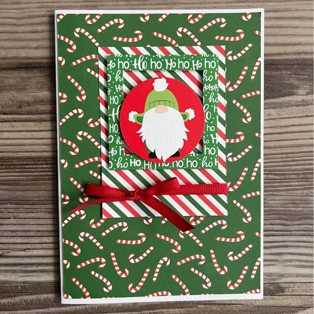 Handmade Christmas Holiday Gnome Greeting Cards Set of 12 5”x7” With Envelopes